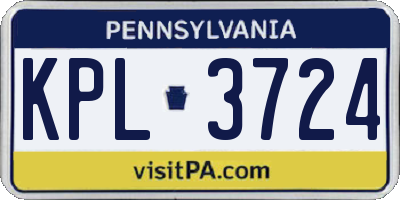 PA license plate KPL3724