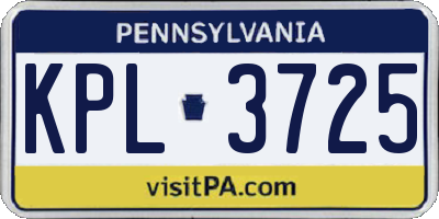 PA license plate KPL3725