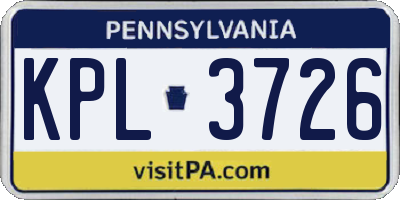PA license plate KPL3726