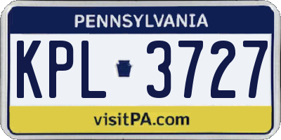 PA license plate KPL3727