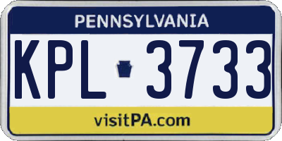 PA license plate KPL3733