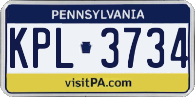 PA license plate KPL3734