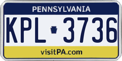 PA license plate KPL3736