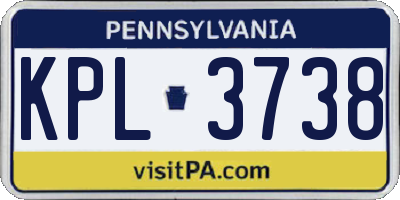 PA license plate KPL3738