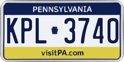 PA license plate KPL3740