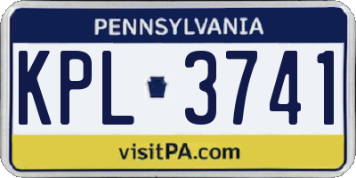 PA license plate KPL3741