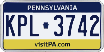 PA license plate KPL3742
