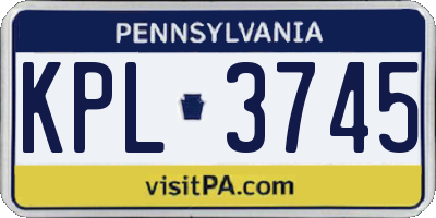 PA license plate KPL3745