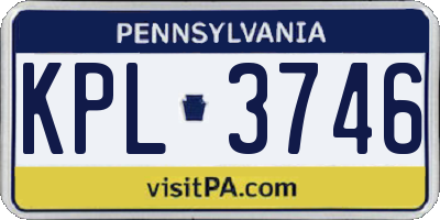 PA license plate KPL3746