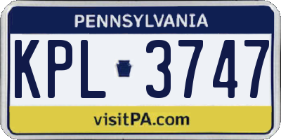 PA license plate KPL3747