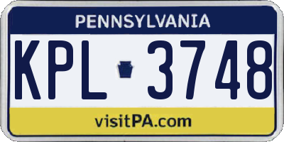 PA license plate KPL3748