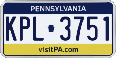 PA license plate KPL3751