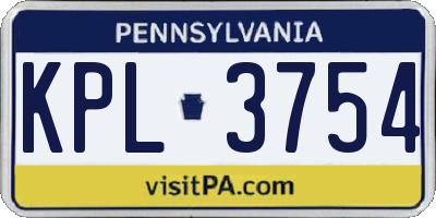 PA license plate KPL3754