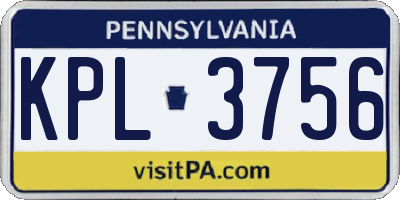 PA license plate KPL3756