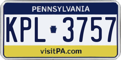 PA license plate KPL3757