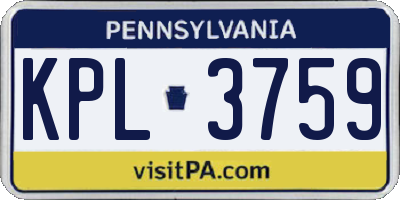 PA license plate KPL3759