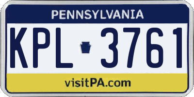 PA license plate KPL3761