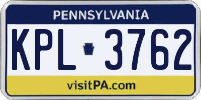 PA license plate KPL3762