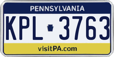 PA license plate KPL3763