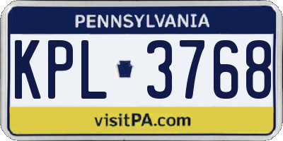 PA license plate KPL3768