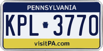 PA license plate KPL3770
