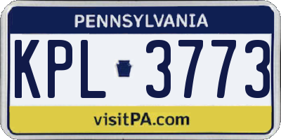 PA license plate KPL3773