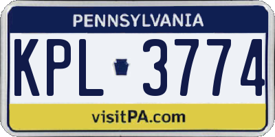 PA license plate KPL3774