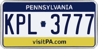PA license plate KPL3777
