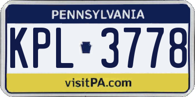 PA license plate KPL3778