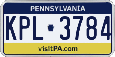 PA license plate KPL3784