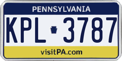 PA license plate KPL3787