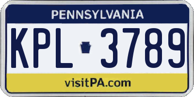 PA license plate KPL3789