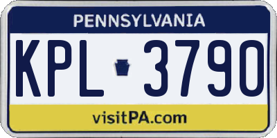 PA license plate KPL3790