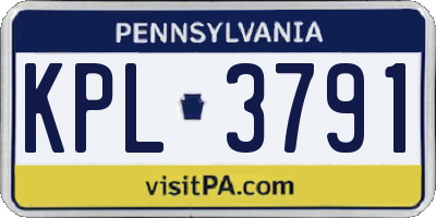 PA license plate KPL3791