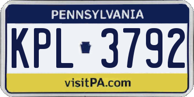 PA license plate KPL3792