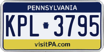 PA license plate KPL3795