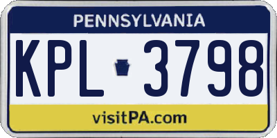 PA license plate KPL3798