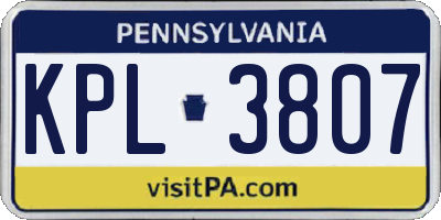 PA license plate KPL3807