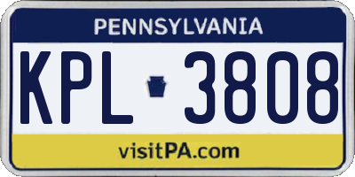 PA license plate KPL3808