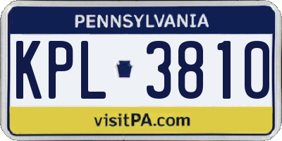 PA license plate KPL3810