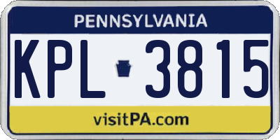 PA license plate KPL3815
