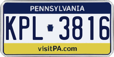 PA license plate KPL3816