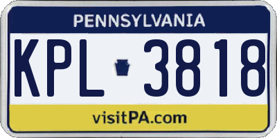 PA license plate KPL3818