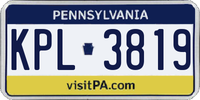 PA license plate KPL3819