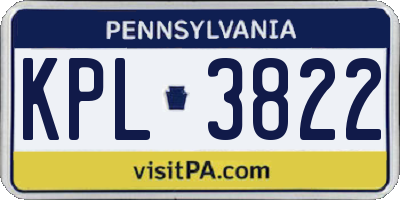 PA license plate KPL3822