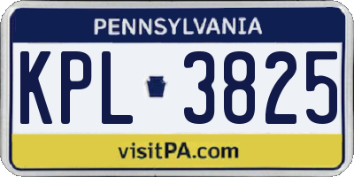 PA license plate KPL3825