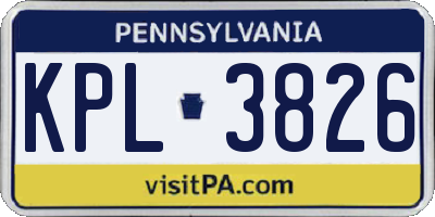 PA license plate KPL3826