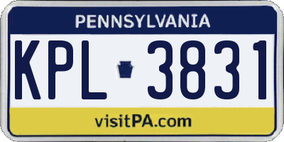 PA license plate KPL3831