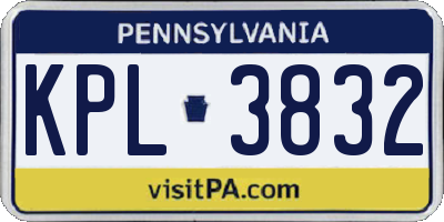 PA license plate KPL3832
