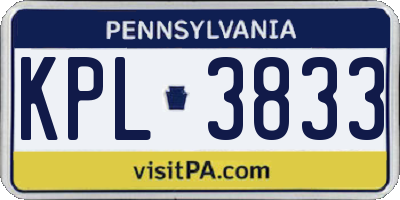 PA license plate KPL3833